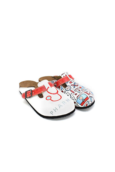 Mundos Women's Vegan Leather White Slipper - Pharmacist Model - Wcal3466