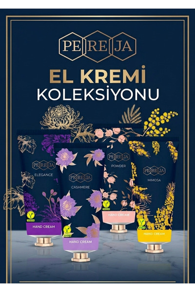 Pereja Vegan El kremi kaşmir elegance pudra mimoza kokulu 4 adet x 60 ML