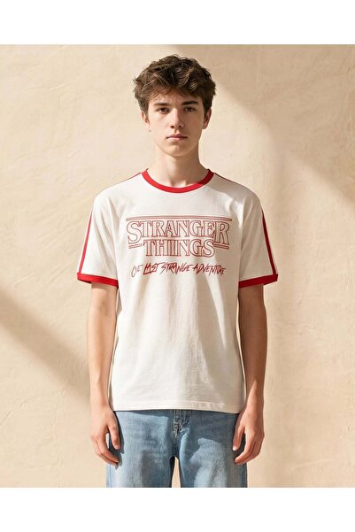 REDTAG Senior Boys White Strangers Things T-Shirt