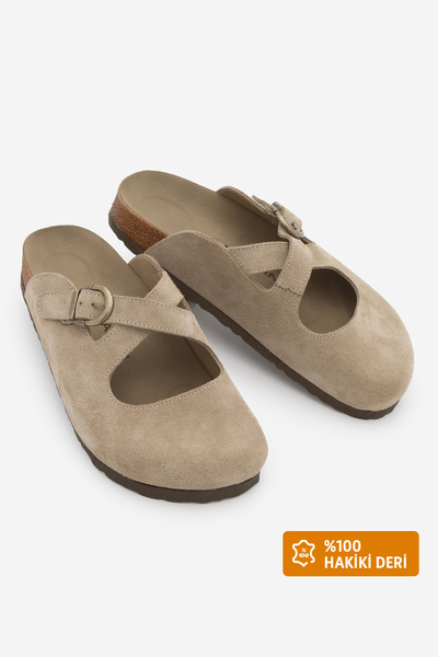 Marjin Femei piele naturală Închis în față talpă din spumă EVA Cu bretele înc...