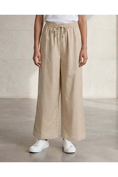 REDTAG بنطلون نسائي بيج بخصر مطاطي وأرجل واسعة