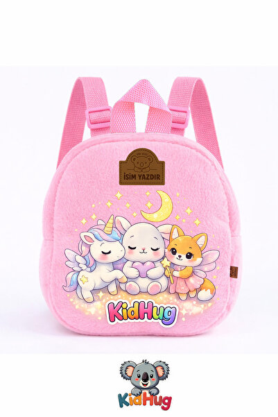 KidHug [İSİM YAZDIR] İsimli Baskılı Pembe Kız Çocuk Çanta Çocuk Sırt Çantası ...