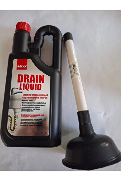 Sano Pipe Unclogging Package-1 Drain Liquid 1L+ 1 Rubber Unclogging Pump with...