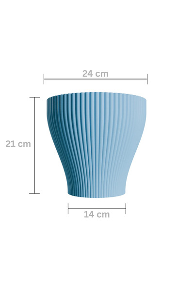 Vervo.ro pentru minți curioase Ghiveci Decorativ Cozy Waves Pentru Interior, Cu Farfurie, Albastru, Diametru 24 cm