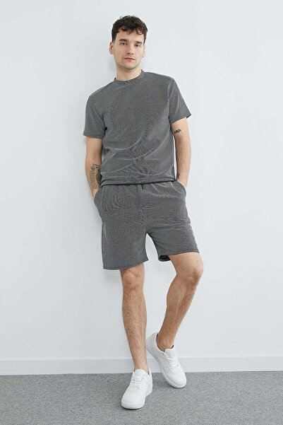 Fulla Moda Σορτς με ελαστική μέση και μικροτετράγωνο σχέδιο