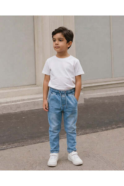 REDTAG Boys Blue Denim Basic Pants