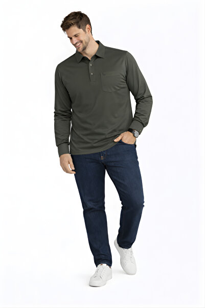 BayBayan Shirt Collar Long Sleeve Combed Cotton Sweater
