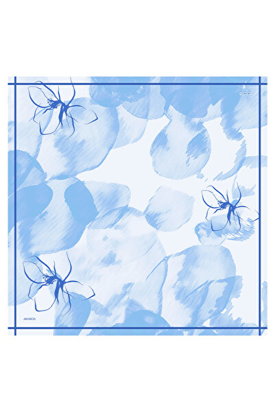 Arancia Eșarfă albastră 90X90 din mătase twill