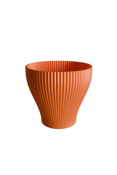 Vervo.ro pentru minți curioase Ghiveci Decorativ Cozy Waves Pentru Interior, Cu Farfurie, Portocaliu, Diametru 24 cm