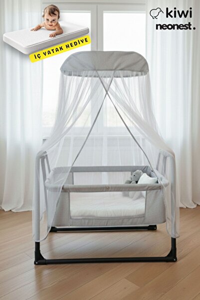 Kiwi Neonest Anne Yanı Cibinlikli Ve Tenteli, Sallanır. Keten , Portatif Sepe...