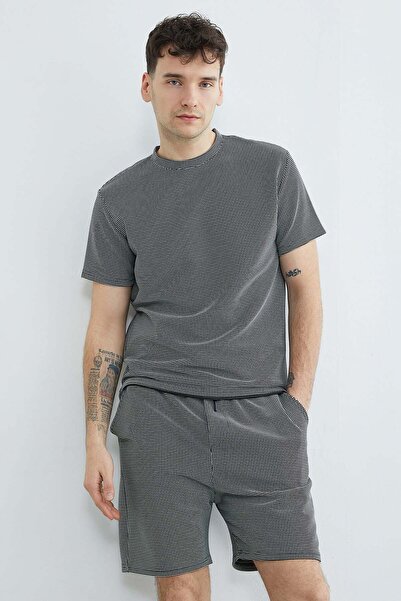 Fulla Moda Gingham Patterned Crew Neck T-Shirt