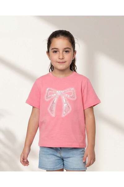 REDTAG Girls Pink Embellished T-Shirt