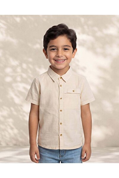 REDTAG قميص أصفر بأكمام قصيرة وياقة دوبي للأولاد