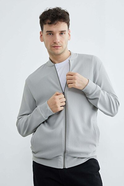 Fulla Moda Rebrasto Visoka kragna Kardigani sa zatvaračem