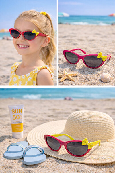 Optic Master Children's Sunglasses Bow Detail Cat Eye Model 5235 Pink