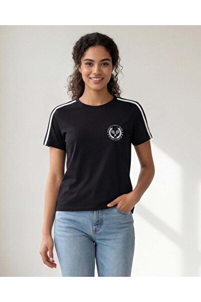 REDTAG Women Black Active T-Shirt