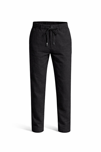 çerme Men's Adjustable Waist Relaxed Fit Linen Cotton Trousers
