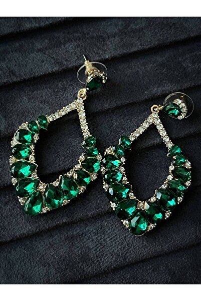 Luxiva Premium Quality Stone Detailed Dangle Women's Steel Earrings