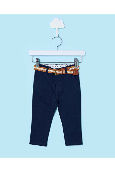 REDTAG بنطلون أطفال رضع من قماش التويل الكحلي بحزام