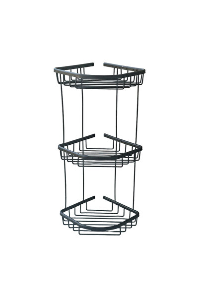 flores Etajera de colt Flores, aluminiu, 3 rafturi, negru mat, 220x220x580mm