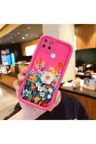 Hontinga Realme C21Y Compatible Silicone Shockproof Rose Red Phone Case Flowe...