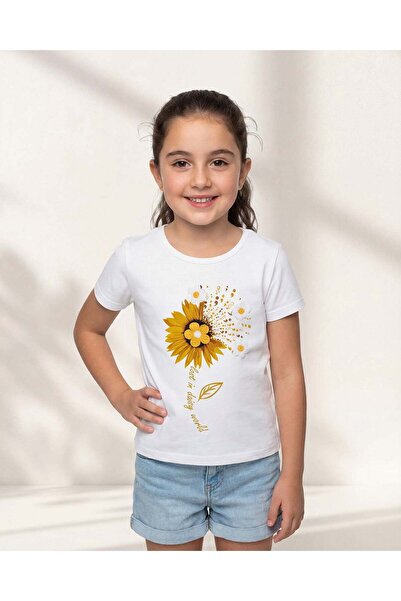 REDTAG Girls White Printed T-Shirt