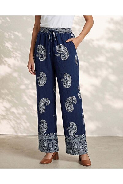REDTAG Women Navy Printed Trousers
