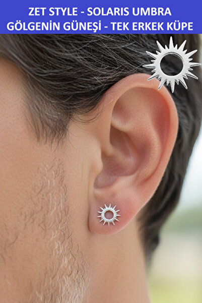 ZETCONCEPT Zet Style – Solaris Umbra | Gölgenin Güneşi Tek Erkek Küpe - Pasla...