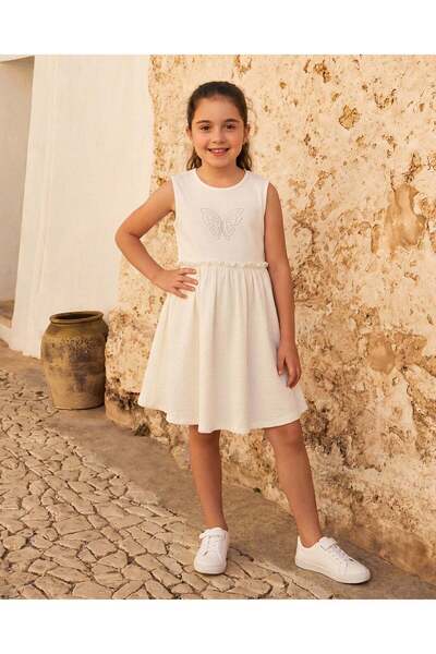 REDTAG Girls White Sleeveless Dress (2 to 8 Yrs)