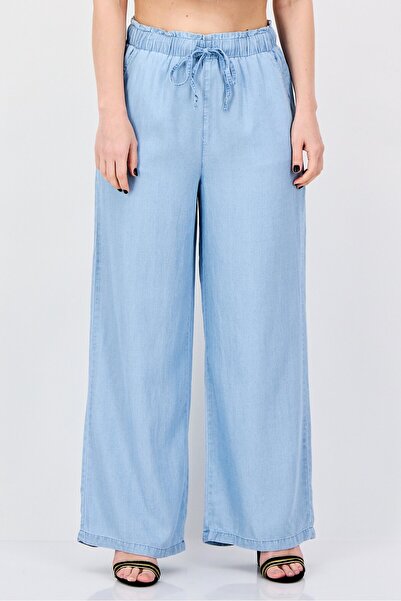 Nautica بنطلون نسائي واسع الساقين بخصر عالٍ وقصة عادية، لون أزرق