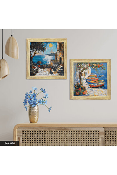 Evinemoda Kuće s pogledom na more, 2-dijelna slika u drvenom okviru