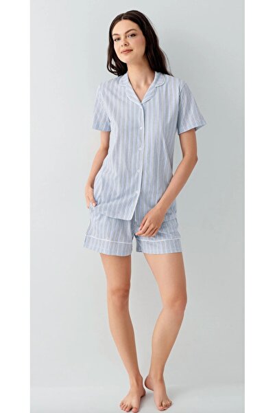 Latelier Midumi Arnetta, Women'S, Blue, Striped , Shirt Collar , Pipe Leg, Re...