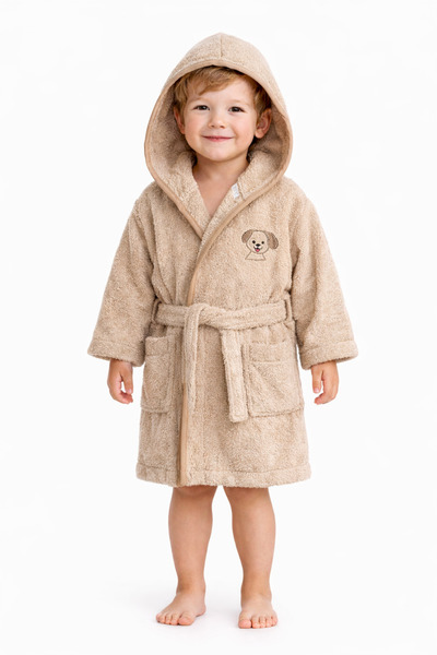 Softify Premium 350 Gsm %100 Pamuk Kapüşonlu Çocuk Bornozu – Hızlı Emici Güve...