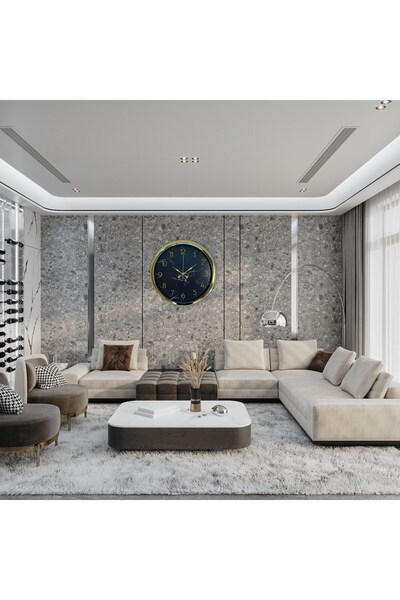 Leyaton ساعة حائط معدنية رويال رخام جولد 40 سم RVRYT-RS345