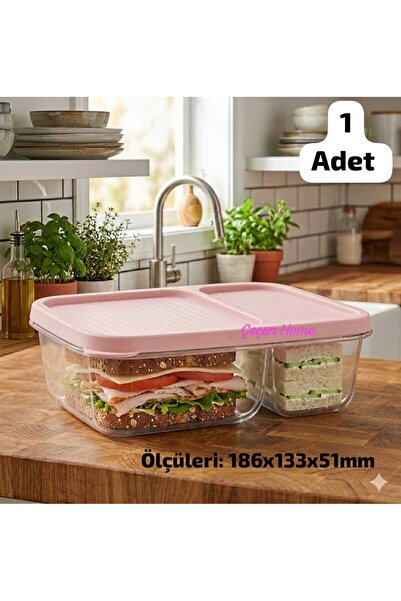 ÇEÇEN HOME (1 Piece) 2-Compartment Storage Container with Lid, Food Storage C...