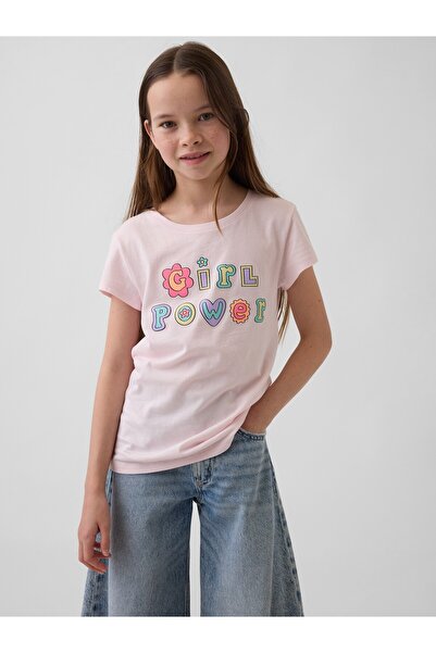 GAP Kız Çocuk Pembe Grafik Baskılı T-Shirt
