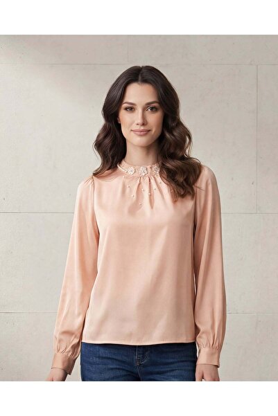 REDTAG Women Pale Pink 3D Neckline Detail Blouse