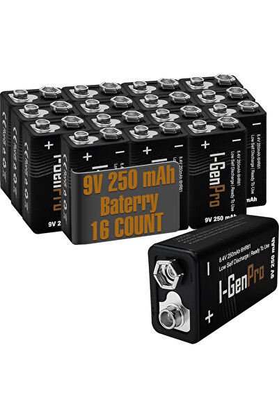 I Gen Pro 6HR61 9V 250 Mah Şarj Edilebilir 9 Volt Pil 1.2V Ni-Mh Şarjlı Pil 1...