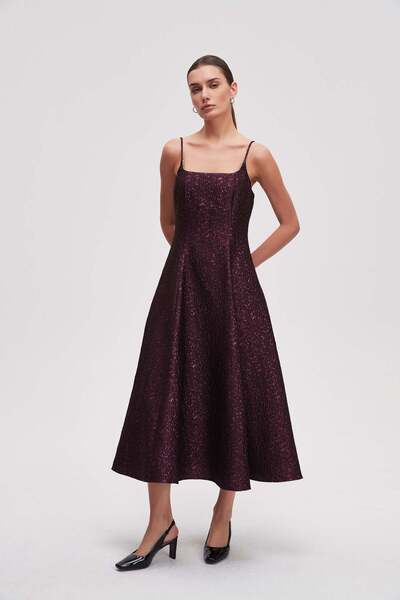 Livia Sleeveless shiny patterned midi dress