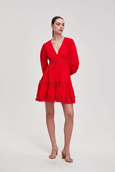 Livia Plain long-sleeve short dress