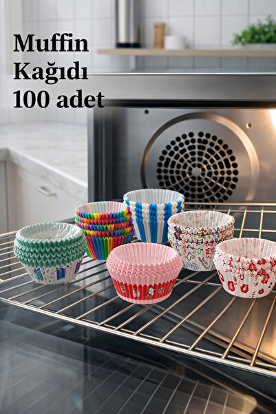 CPAZH Co. 100’lü Renkli Muffin Kek Kağıdı Cupcake Kalıbı Pişirme Kapsülü
