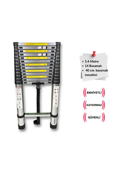 Endokon 540 cm. - 14 Basamaklı Teleskopik Alüminyum Merdiven - I Tipi Uzayan ...