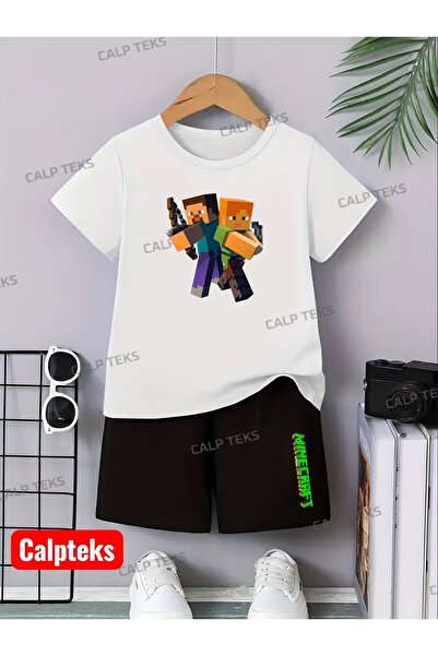 CALP TEKS SET PENTRU COPII CU IMprimeu DUBLU VERDE-VERDE, COMBINARE TRICOU ȘI...