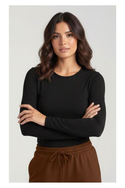 WAYS Women's Black Crew Neck Blouse Body