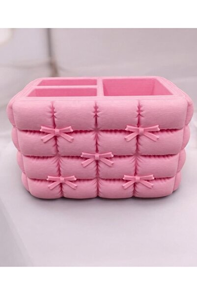 Baalaa 3D Baskı-Kapitone Fiyonklu Estetik Makyaj Organizeri–Fırça & Kozmetik ...