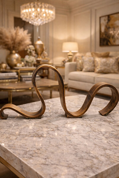 İSHTAR DEKOR Modern Kıvrık Kitaplık Aksesuar - Ahşap Renk - 55*25 cm