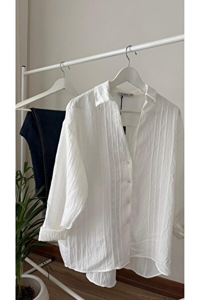 BUTİKMELİSATEZCAN İnce Kumaş Desenli Cepsiz Gömlek