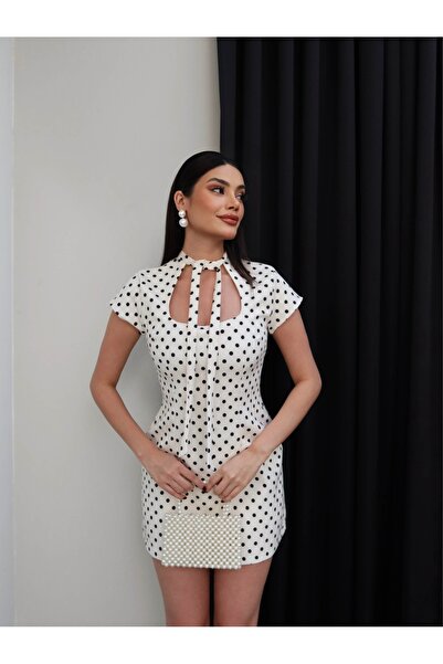 ESRAHELVACI Tačkasti dezen Mini haljina sa kratkim hlačama