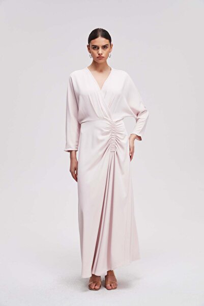 Livia 3/4 sleeve plain dress with drawstring