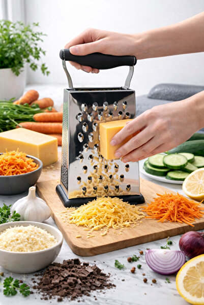 DİES Stainless Steel Grater - Multifunctional Steel Grater with Silicone Base...